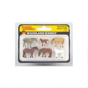Set of figures &lsquo;Farm horses&rsquo;, Woodland Scenics A1862, H0