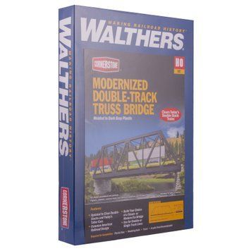 Модернізований двоколійний залізничний фермінний міст, Modernized Double-Track Railroad Truss Bridge, Модель для збирання Walthers Cornerstone 933-4510, H0 933-4510 фото