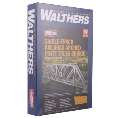 Одноколійний арочний залізничний міст, Arched Pratt Truss Railroad Bridge, Модель для збирання Walthers Cornerstone 933-4521 933-4521 фото