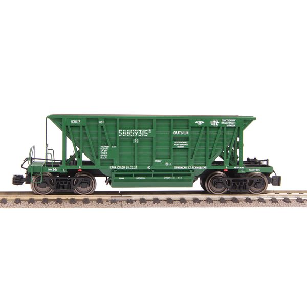 Hopper car, For transporting pellets and agglomerate, Model 20-471 (65t), UZ, Dark green, Without cargo, SGM & Miniland.UA 20471-4