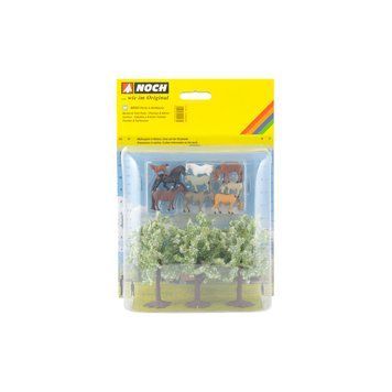 Set of scenery &lsquo;Horses and fruit trees&rsquo; Noch 94003, H0