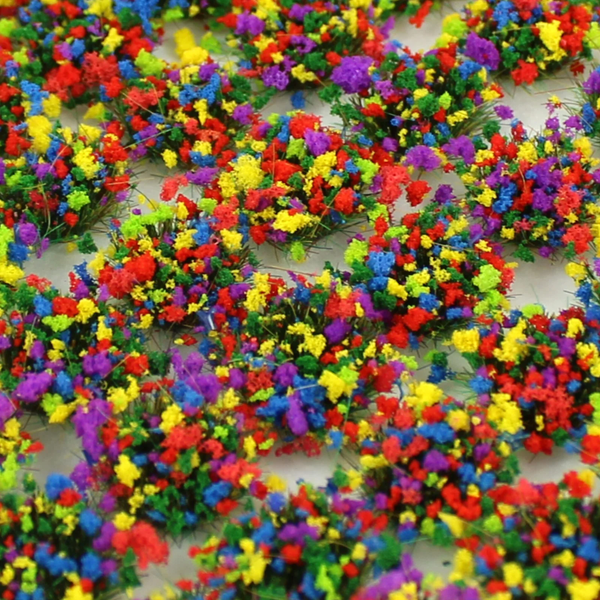 Mixed Flower Static Grass Tufts, 10 mm, 100 pcs, WWSCENICS SGTMIX10