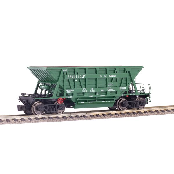 Hopper car, for transporting pellets and agglomerate, Model 20-4015-01 (70t), UZ, Dark green, With cargo, SGM & Miniland.UA 204015-1