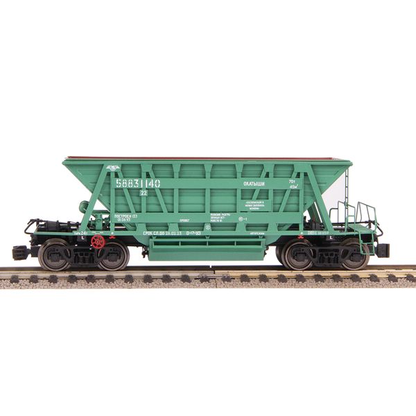 Hopper car, for transporting pellets and agglomerate, Model 20-4015-01 (70t), UZ, Light green, With cargo, SGM & Miniland.UA 204015-2